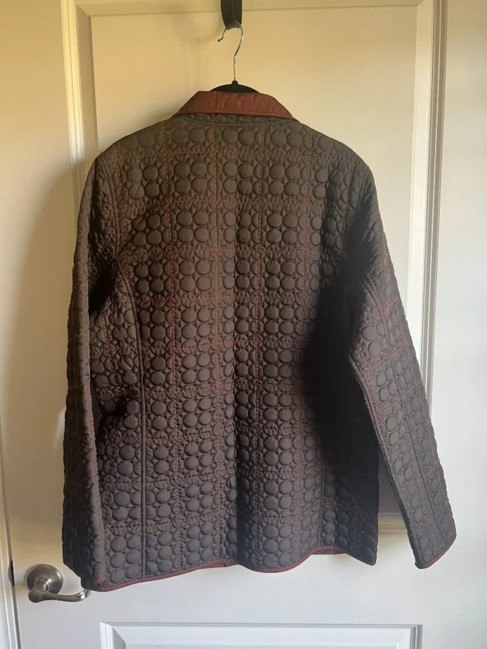 Reversible Brown & Rust Quilted Zip-Up Jacket